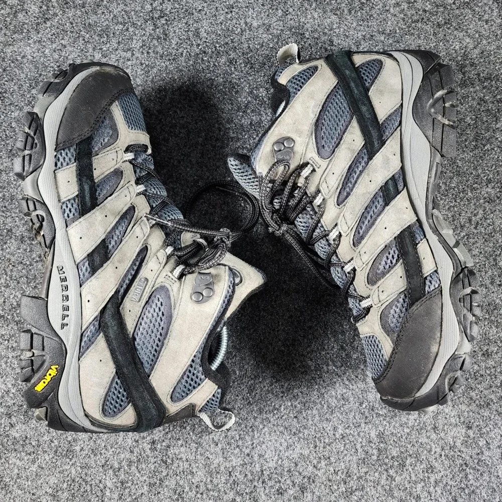 Merrell Moab 2 Mid Waterproof Hiking Boots Mens 9 Grey J06055 Vibram Sole Gorp
